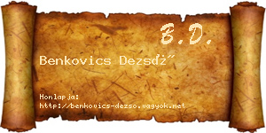 Benkovics Dezső névjegykártya